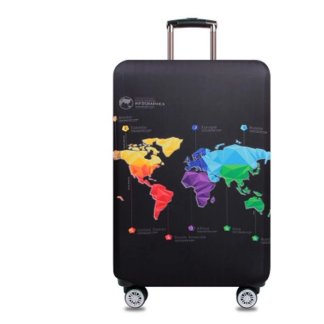 Black 3D World Map Suitcase Cover