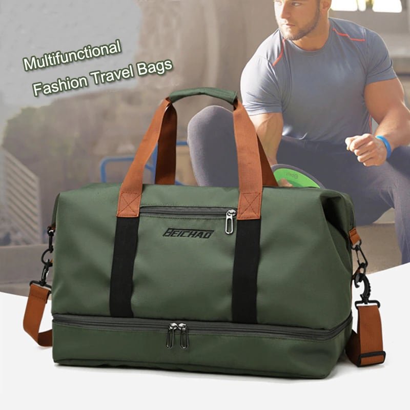 Large Capacity Weekend Travel Bag - Army Green Color - Imagen 2