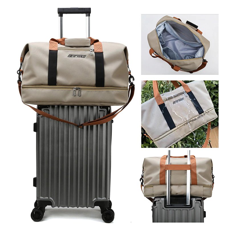 Large Capacity Weekend Travel Bag - Army Green Color - Imagen 13