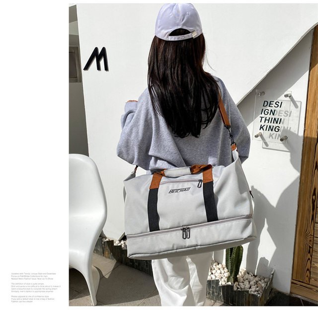 Large Capacity Weekend Travel Bag - Light Grey Color