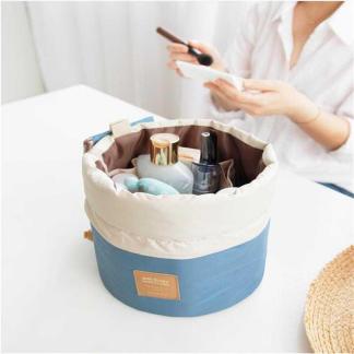 Barrel Cosmetic Organizer with Pouch - Blue